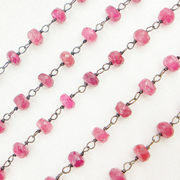 Pink Tourmaline Oxidized Wire Chain.